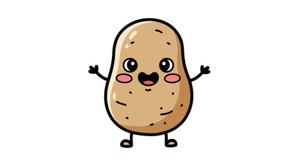 Obraz premium Adorable cartoon potato character waving cheerfully, ideal for children's illustrations or playful