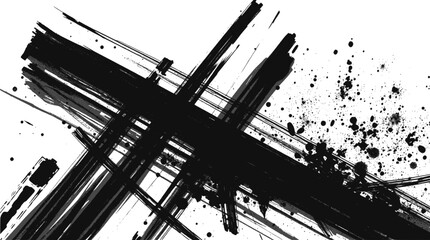 Abstract black ink splatter brush stroke for design element