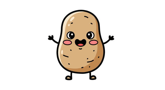 Adorable cartoon potato character waving cheerfully, ideal for children's illustrations or playful