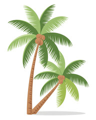 Dreamy tropical vibes with swaying palms and coconuts for summer vacation designs, perfect for travel blogs, beach resorts, or island-themed marketing materials