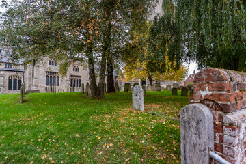 25.Medieval church and churchyard in the countryside