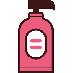 Pink Lotion Bottle With Pump Dispenser On Transparent Background Icon