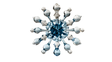Water droplet snowflake, isolated on transparent background