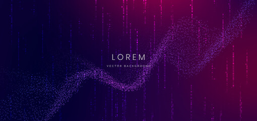 Technology futuristic splash dottes lines on blue and pink background.