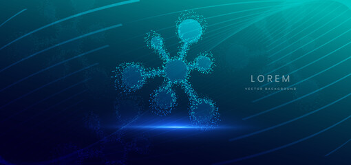 Particle futuristic molecules hi tech on dark blue background. Icon molecules concept.