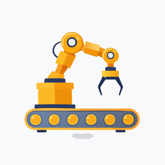 Automated Robotic Arm on Conveyor Belt for Industrial Manufacturing.