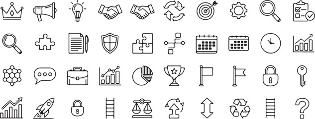 Minimalist Line Art Business and Strategy Icons Collection