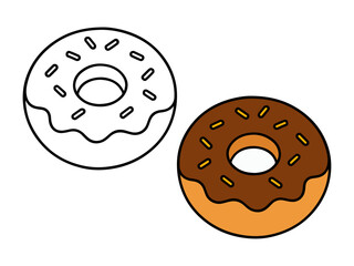 Simple donut outline illustration for coloring. Great for kids’ dessert-themed coloring pages, printable art, and fun creative learning projects.