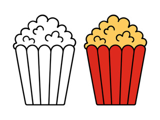 Simple popcorn outline illustration for coloring. Great for kids’ movie or snack-themed coloring pages, printable art, and fun creative projects.