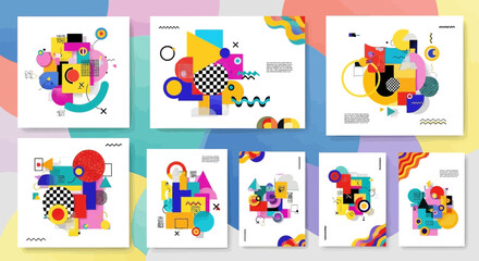 Obraz premium Vibrant collection of abstract geometric art compositions for creative designs