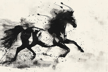 インクの馬のシルエット