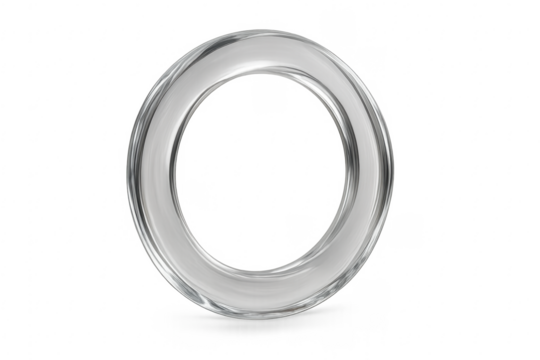 Letter o forming a metallic and clear typography symbol