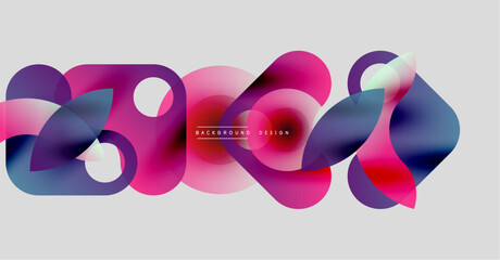 Abstract flowing shapes, vibrant colors, modern design. Gradient layers create dynamic visual texture. Background element for projects.