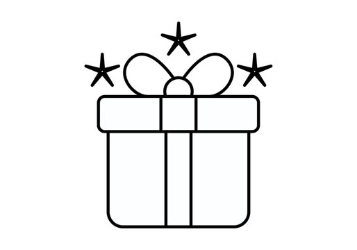 Icono negro de regalo con brillos