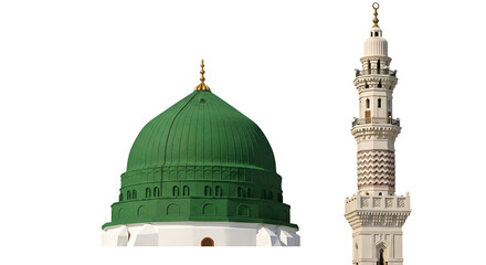 The green dome al qubbat al khadra of al masjid an nabawi in medina saudi arabia islamic landmark