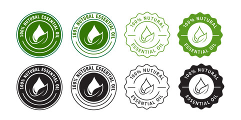 Essential oil drop icon label for natural beauty and skincare products vector illustration