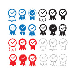 A collection of blue, red, and white check marks. These are symbols of approval or recognition