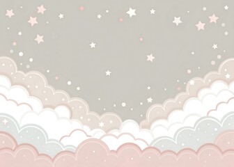 Dreamy pastel clouds and sparkling stars in a soft twilight sky background