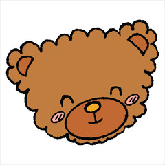 A hand-drawn and colored brown bear celebrating Christmas