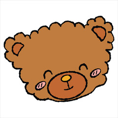 A hand-drawn and colored brown bear celebrating Christmas