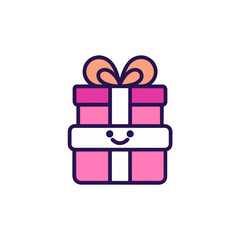 Pink present with a smiling ribbon wrap