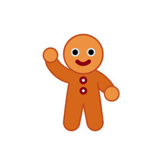 Gingerbread man waving on a white background