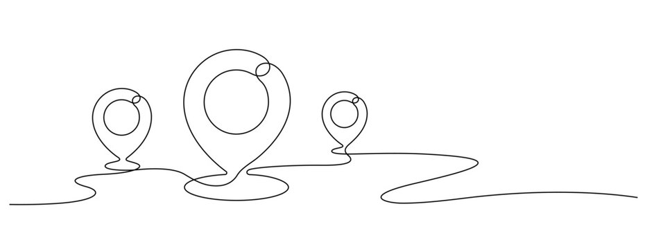 map pin icon symbol one line drawing continuous minimalism