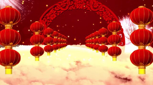 Chinese New Year background video, red and lantern pattern, Chinese holiday celebration video. New Year is coming, choose for yourself a video to add New Year's appeal.