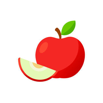 Illustration of a red apple with a slice