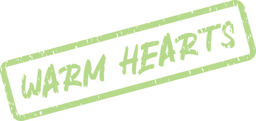 Warm hearts textured green stamp representing heartfelt emotion, love, kindness, and compassionate connections among people