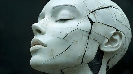 Cracked Porcelain Head 3D Illustration