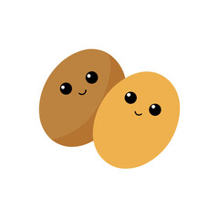 Two potatoes with cute faces illustration
