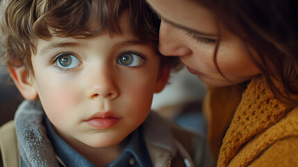 Close-up Realistic Image of Mother and Son