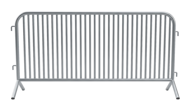 Metal crowd control barrier isolated on transparent background
