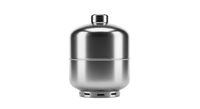 A silver propane tank isolated on transparent background - Powered by Adobe