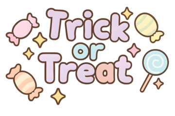 Kawaii pastel lettering with candies and stars, perfect for halloween sticker packs.