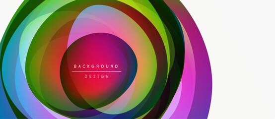 Fototapeta premium Abstract concentric circles, vibrant colors blend. Design features text background, design. Modern aesthetic, clean presentation.
