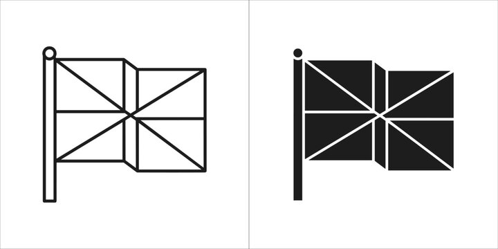 Set of two icons representing a flag, one outlined and one filled