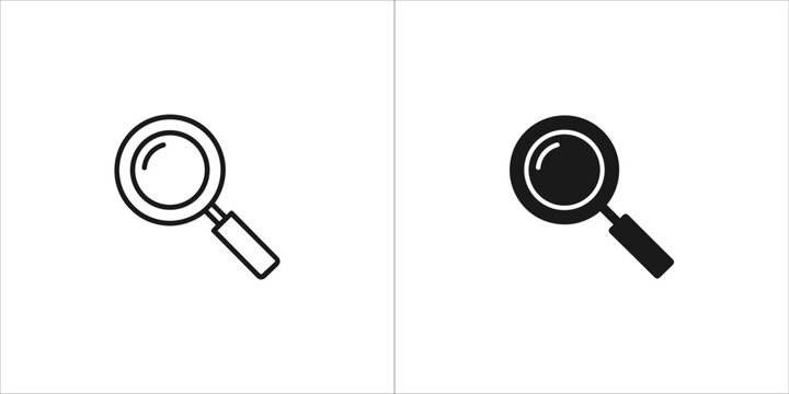 Magnifying glass icon, outline and filled version