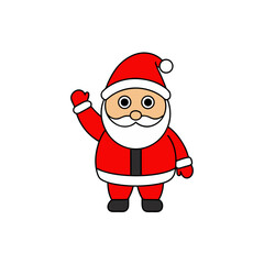 Cartoon santa claus waving with red suit on transparent background