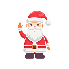 Cartoon santa claus waving his hand icon on transparent background