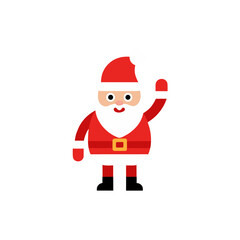 Cartoon santa claus waving with red suit on transparent background