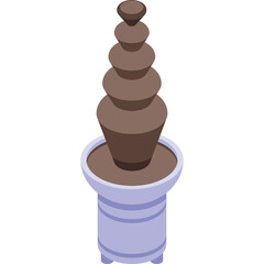 Pixelated Chocolate Fountain With Brown Chocolate Cascading In A Light Blue Base With A Transparent Background