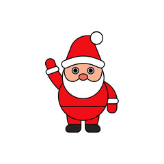 Cartoon santa claus waving hand illustration on transparent background