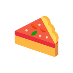 Illustration of a slice of isometric pizza on transparent background