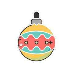 A colorful christmas ornament illustration on transparent background
