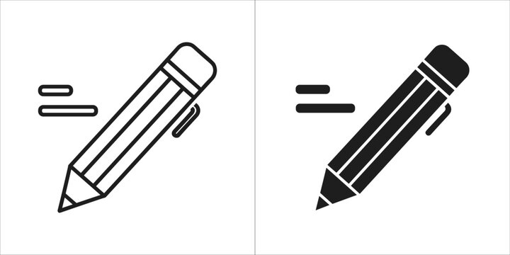 Writing pencil icon with writing lines