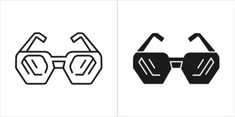 Two icons of sunglasses, one outline and one filled