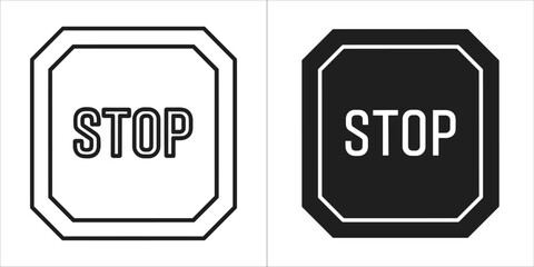 Stop sign icon in outline and filled versions