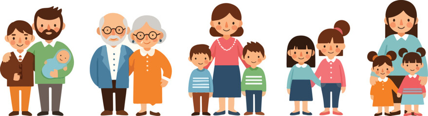 Diverse group of families with children of different ages